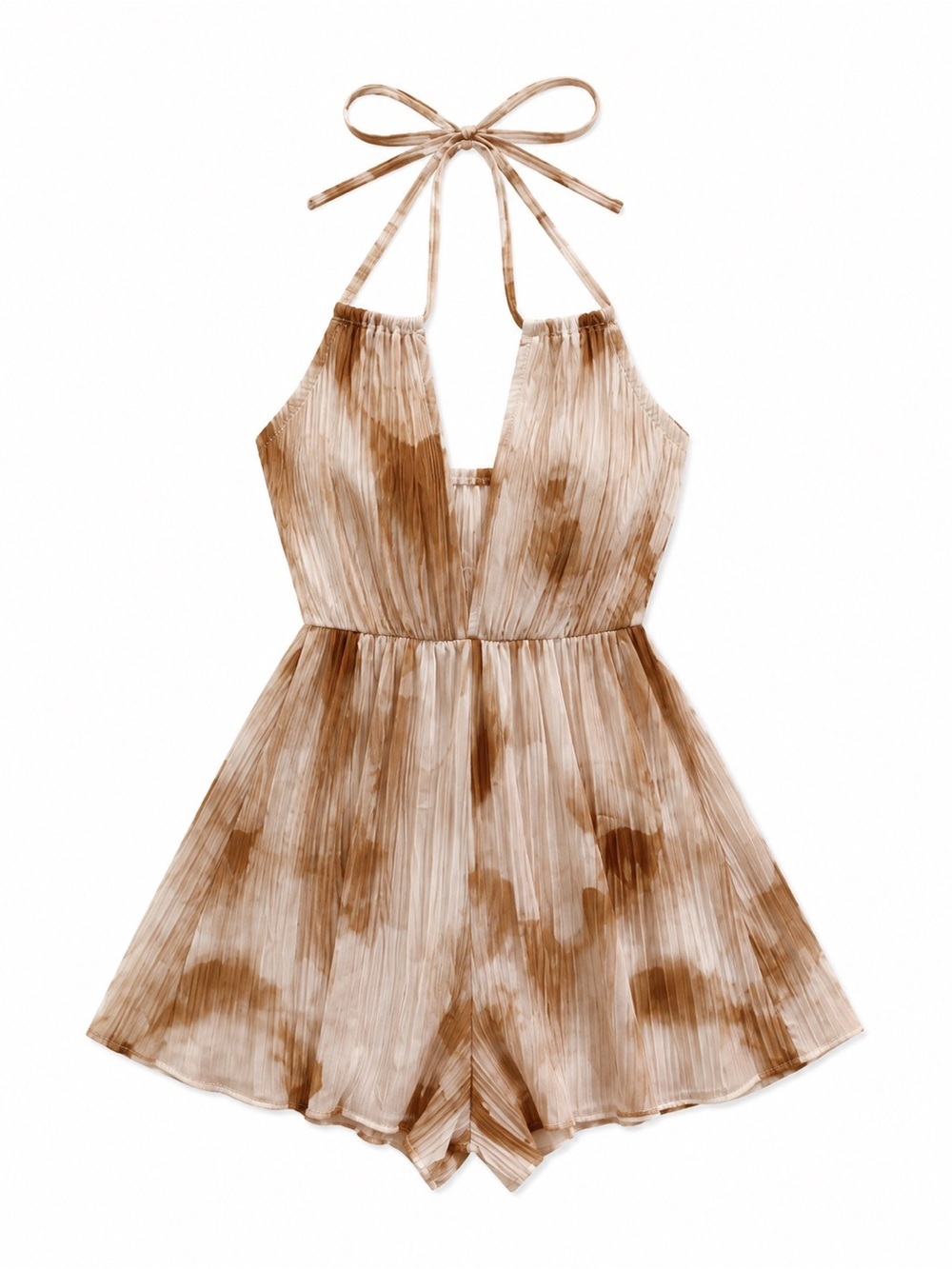 Women's Tie-Dye Halter Romper in Brown